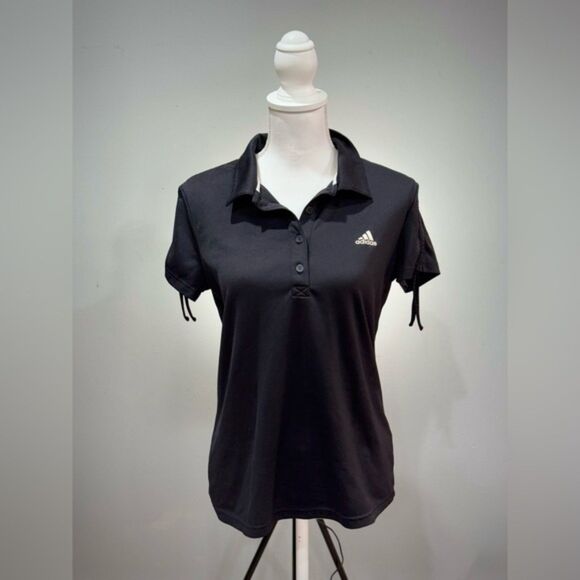 SALE! Women’s Black Adidas S/S Polo Top Size L EUC - Picture 1 of 6